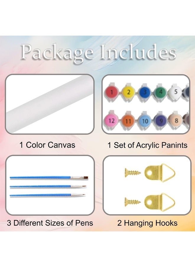 FDTY مجموعة أدوات الرسم الرقمي للمبتدئين البالغين، طلاء أكريليك سهل الاستخدام على قماش، مجموعة أدوات تزيين الجدران المنزلية 15.74*19.68 بوصة - Image 5